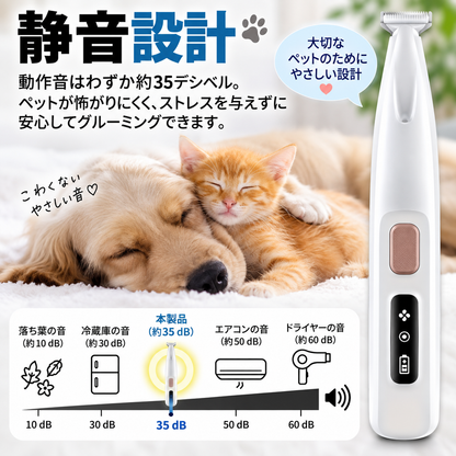 LEDライト付きペット用足裏トリマー｜18mm幅広刃・完全防水・LEDディスプレイ搭載