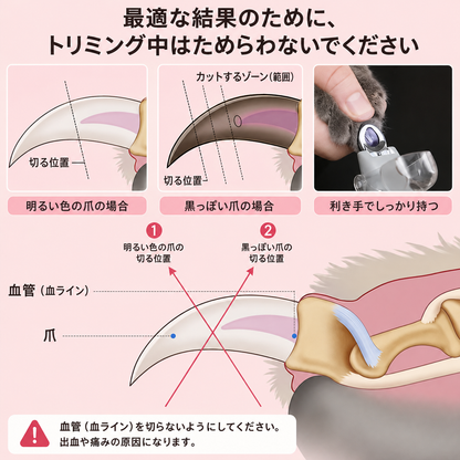 LEDライト＆5倍拡大レンズ付き ペット用爪切り