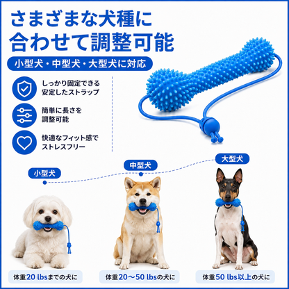 デュアルアクション 犬用デンタルケアトイ｜噛む＋ブラッシングをこれ1本で